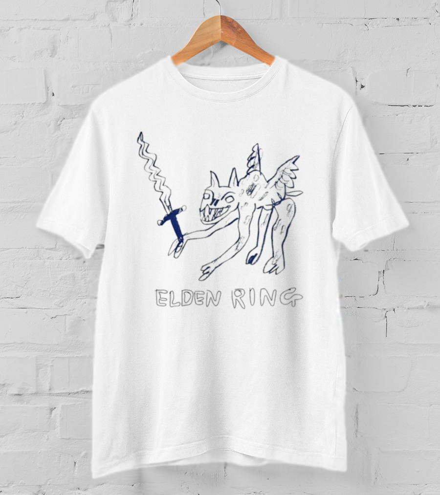 Elden Ring Monster Holding Sword Drawing T-Shirt