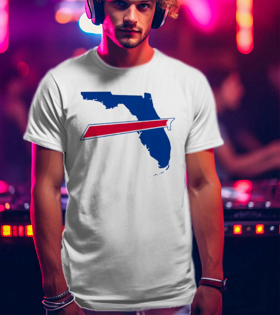 Florida Buffalo Bills Backers Map Outline Classic Fan Symbol T-Shirt
