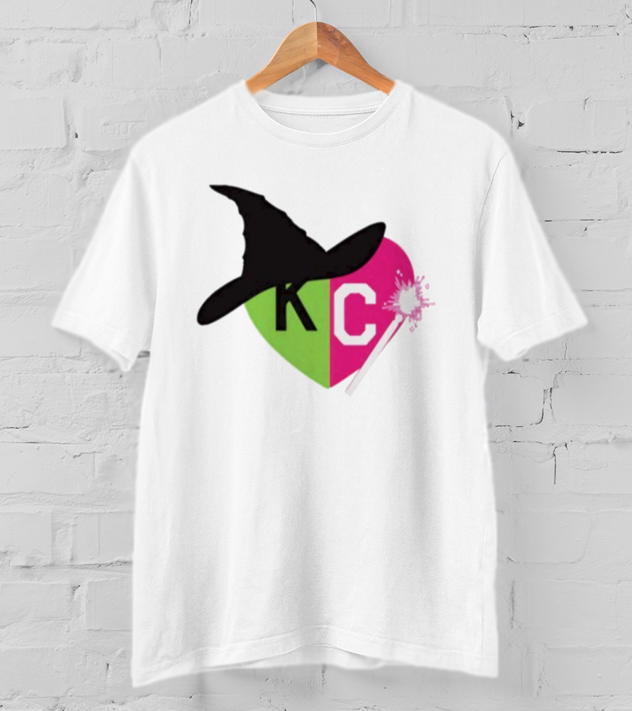Wicked KC Heart Witch Hat Wand Pink Green Halloween T-Shirt
