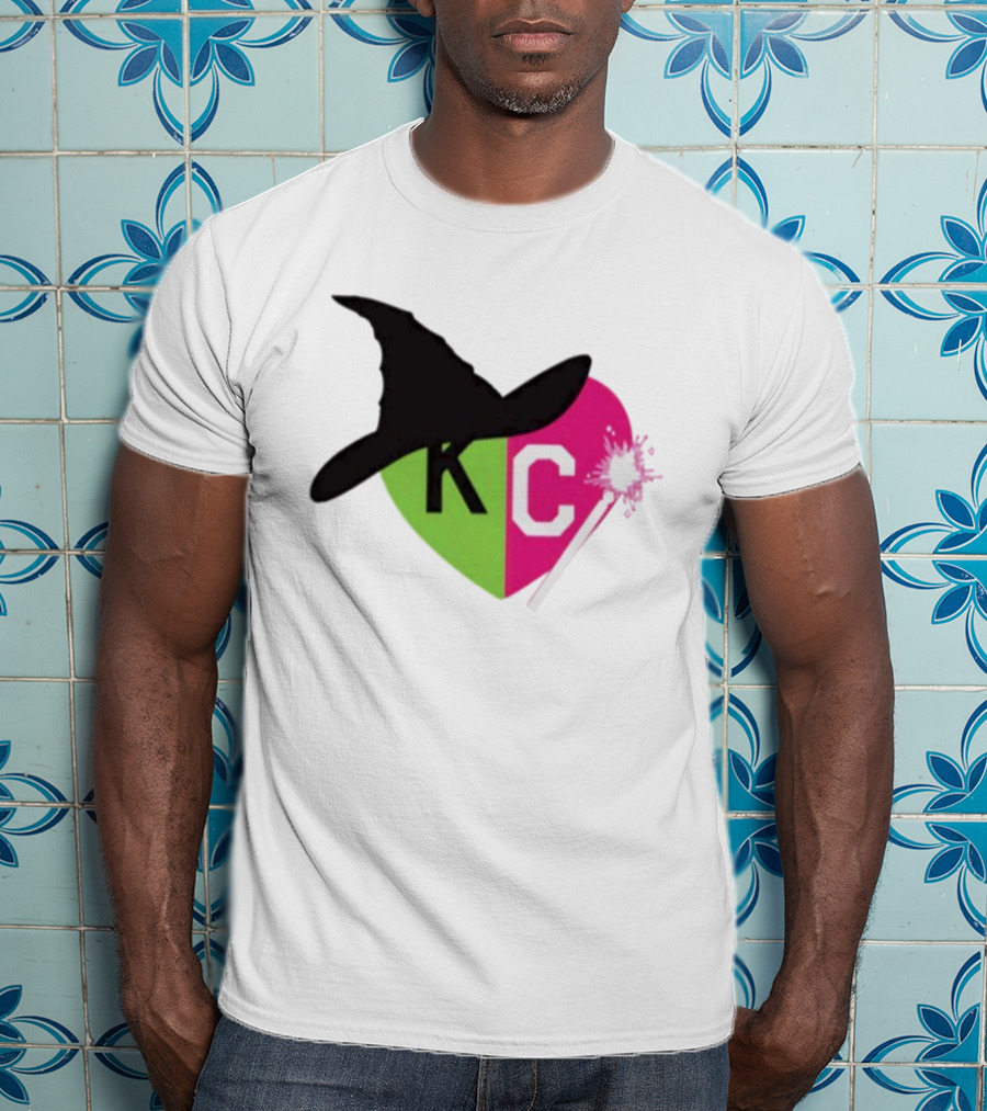 Wicked KC Heart Witch Hat Wand Pink Green Halloween T-Shirt
