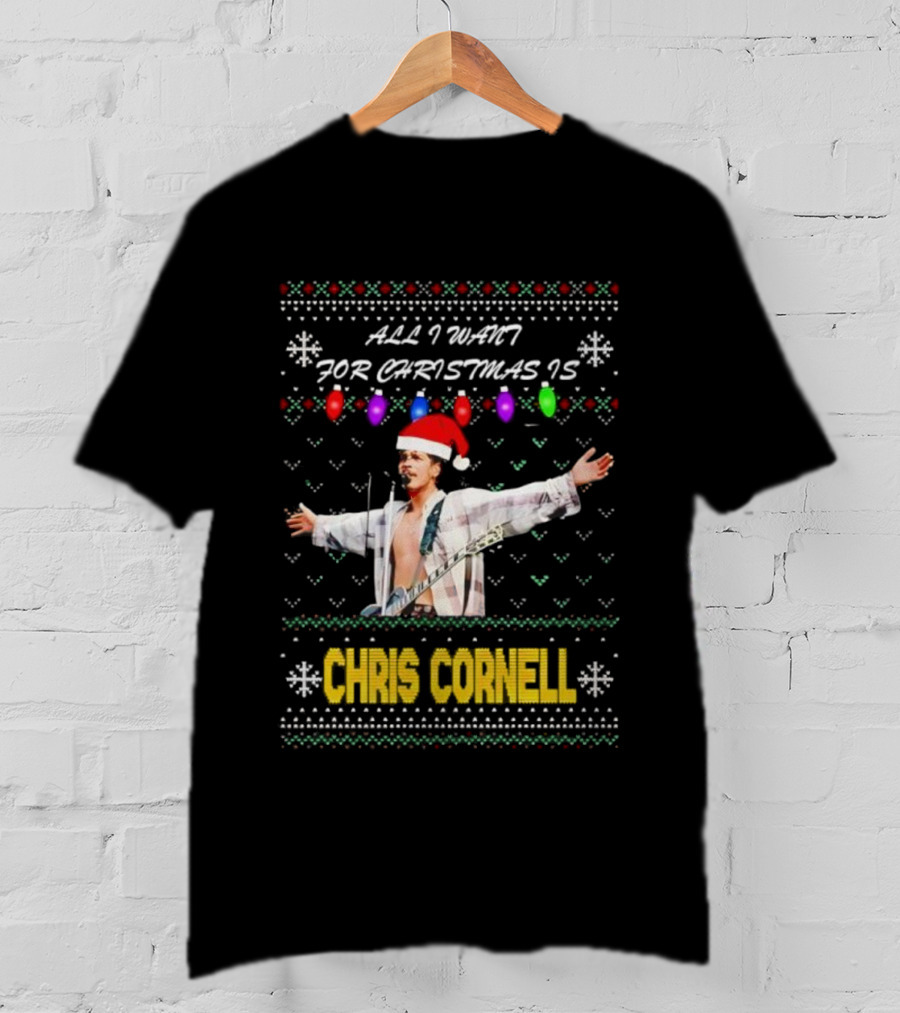 All I Want For Christmas Is Chris Cornell Holiday Lights Snowflakes T-Shirt
