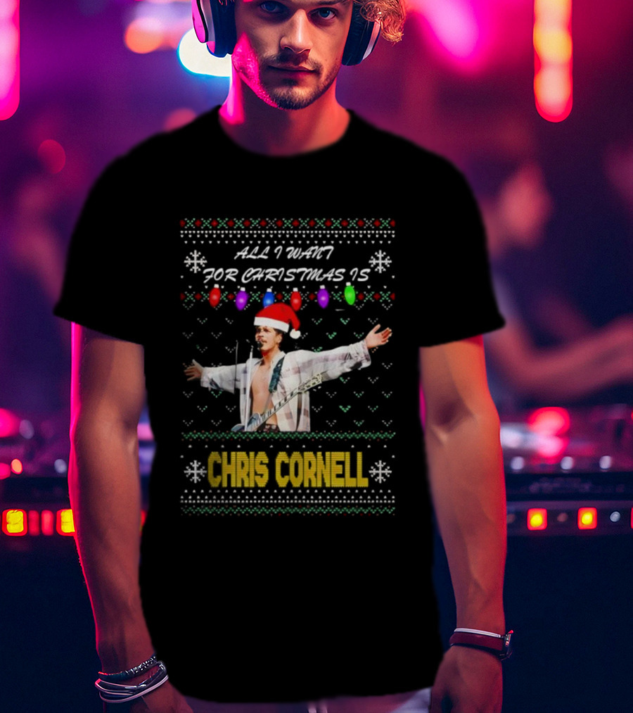 All I Want For Christmas Is Chris Cornell Holiday Lights Snowflakes T-Shirt