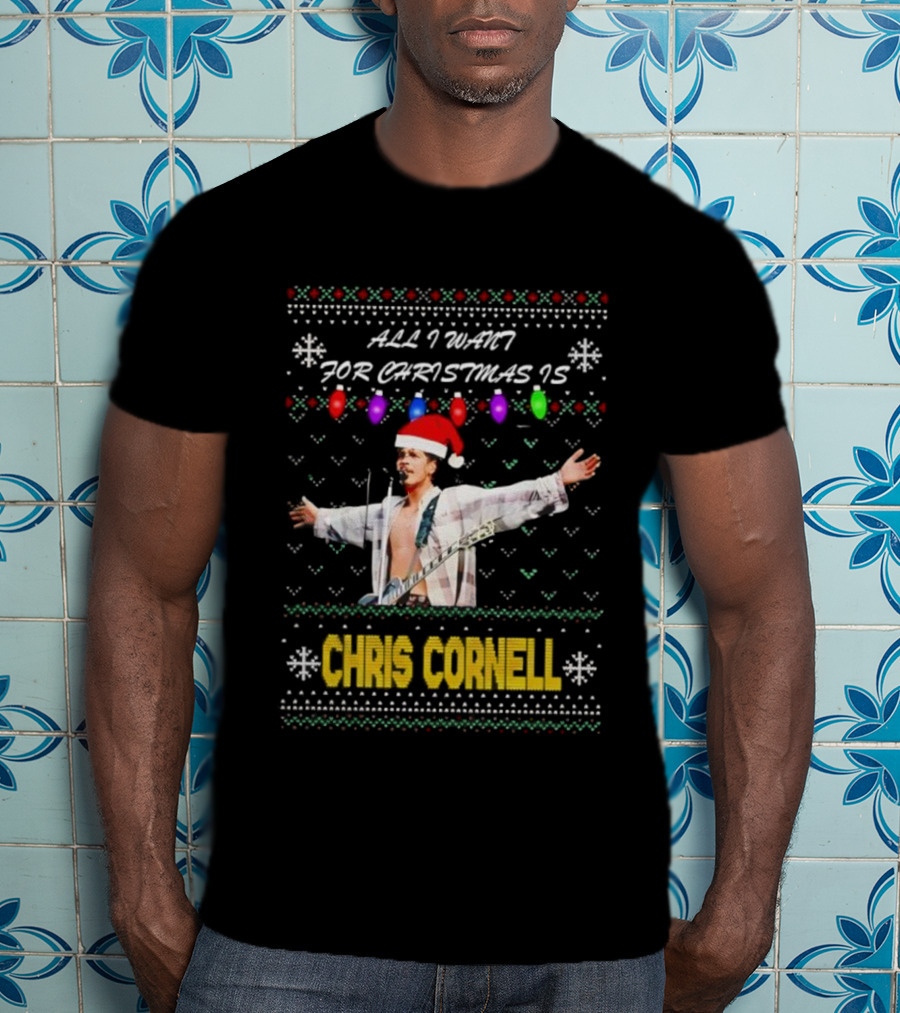 All I Want For Christmas Is Chris Cornell Holiday Lights Snowflakes T-Shirt