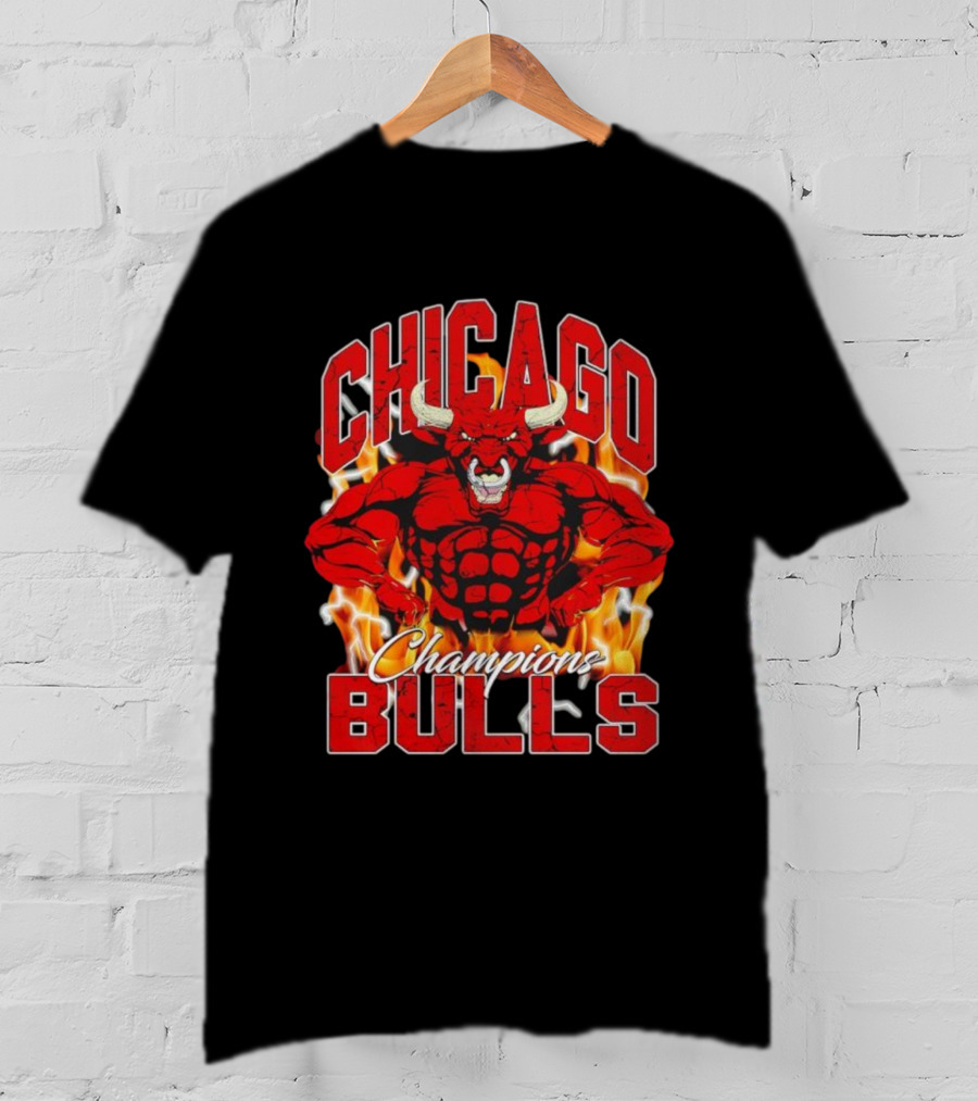 Chicago Bulls Champions Mascot Flames T-Shirt