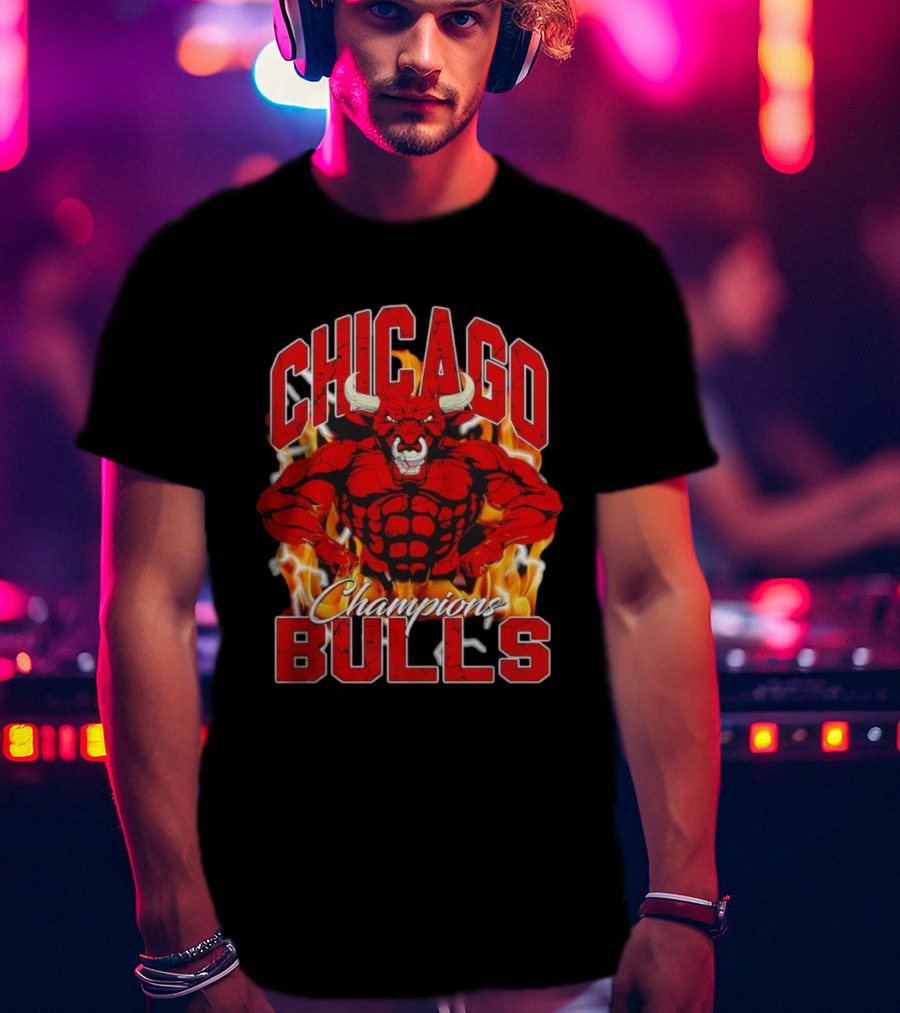 Chicago Bulls Champions Mascot Flames T-Shirt