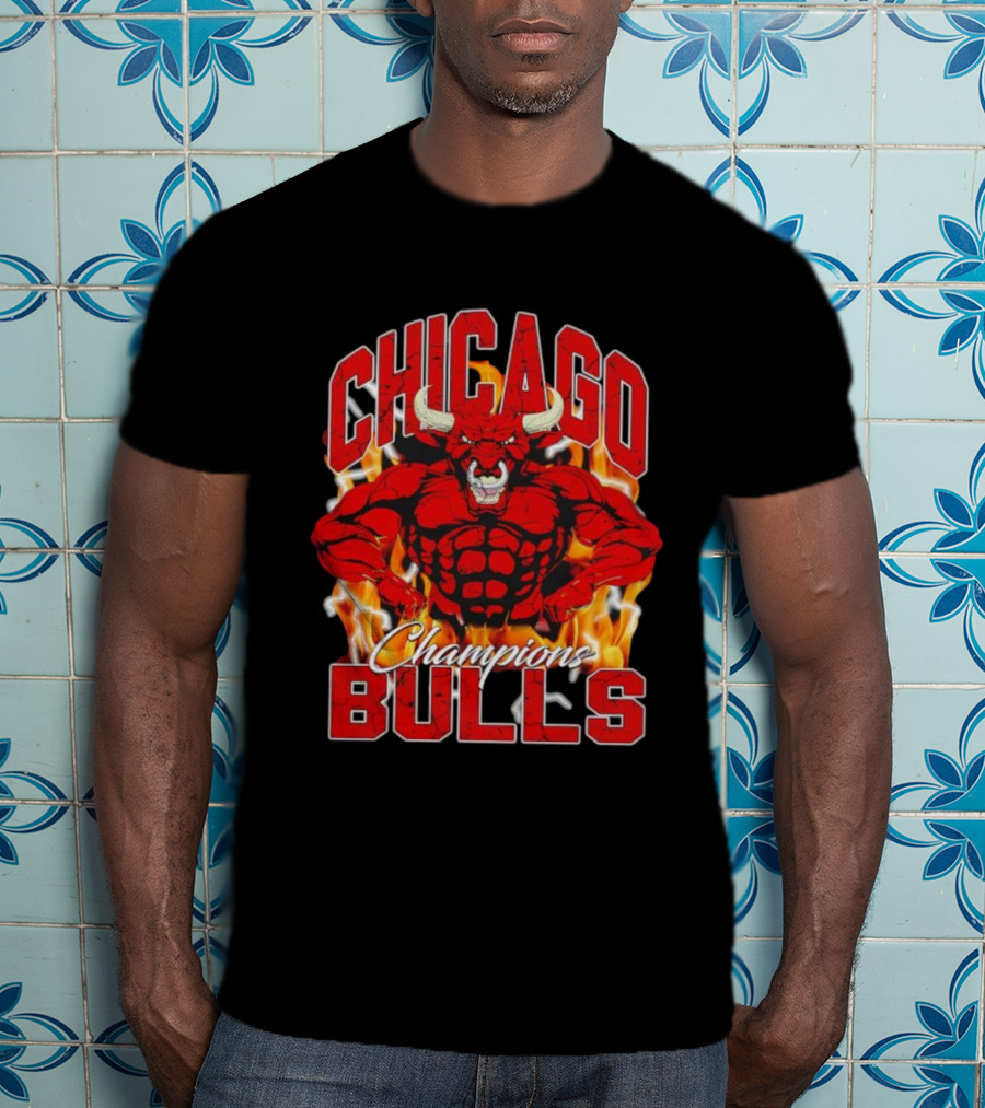 Chicago Bulls Champions Mascot Flames T-Shirt