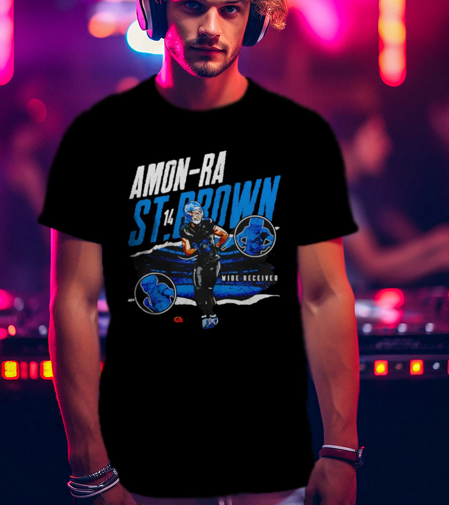 Amon-Ra St Brown 14 Detroit Lions Wide Receiver Football Player Graphic T-Shirt