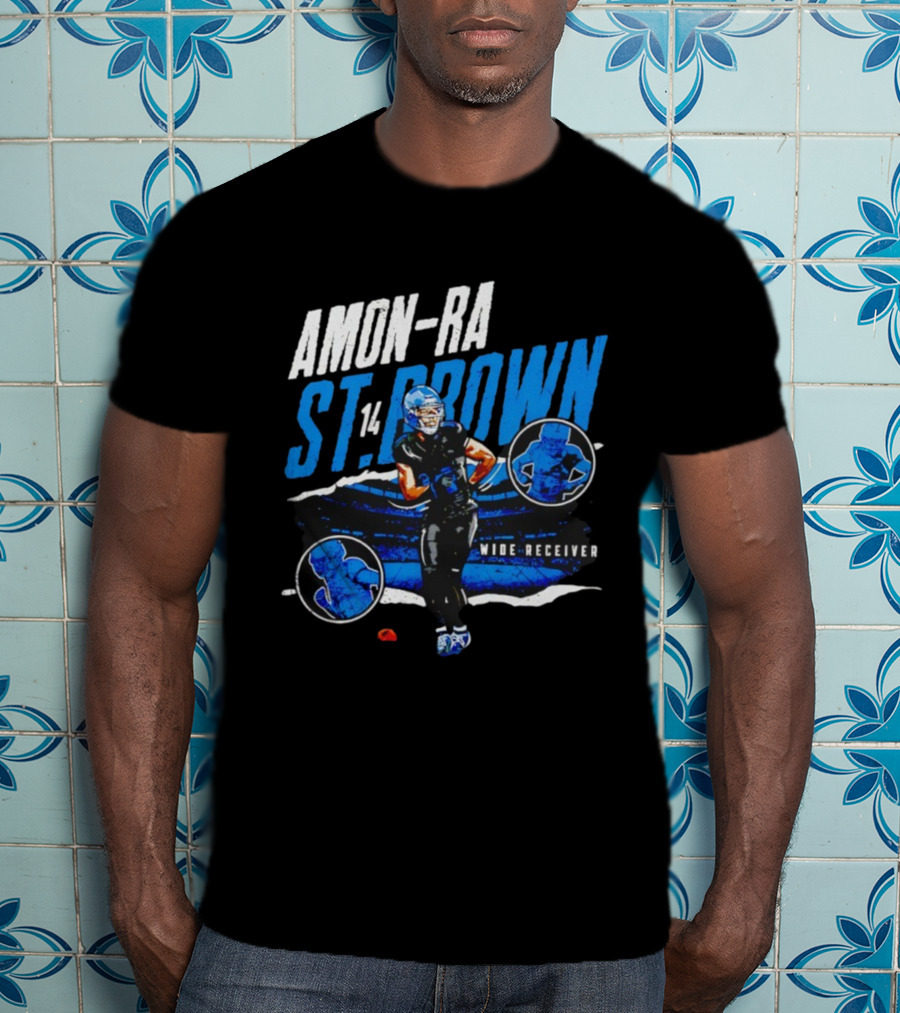 Amon-Ra St Brown 14 Detroit Lions Wide Receiver Football Player Graphic T-Shirt