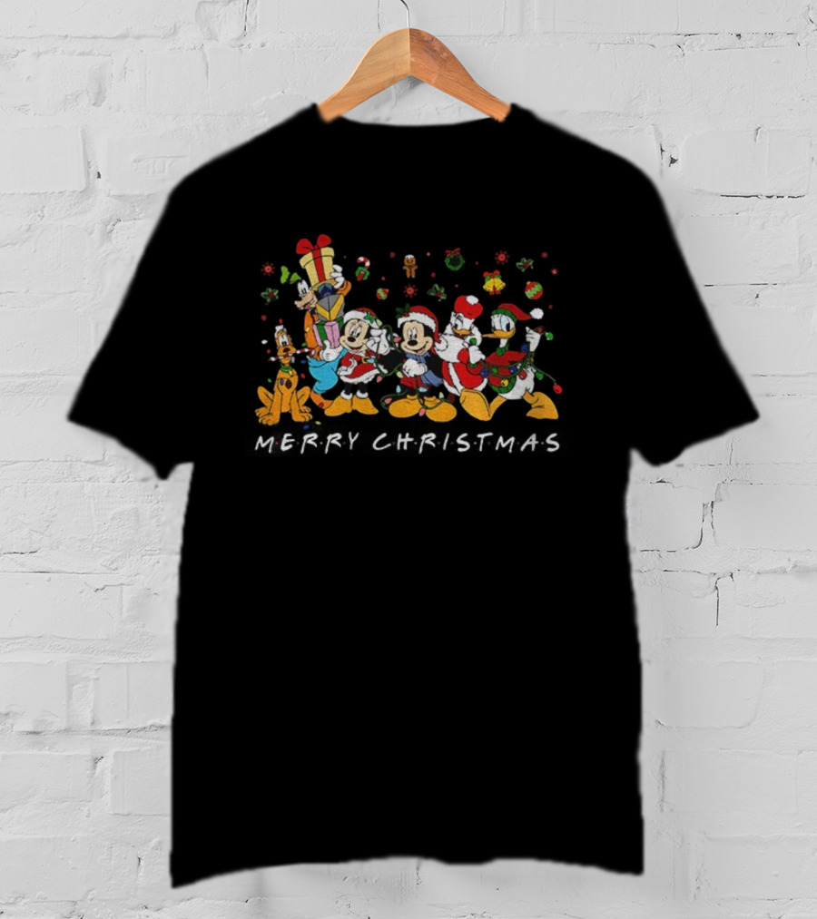 Disney Mickey And Friends Xmas Lights Merry Christmas Pluto Goofy Donald Minnie T-Shirt