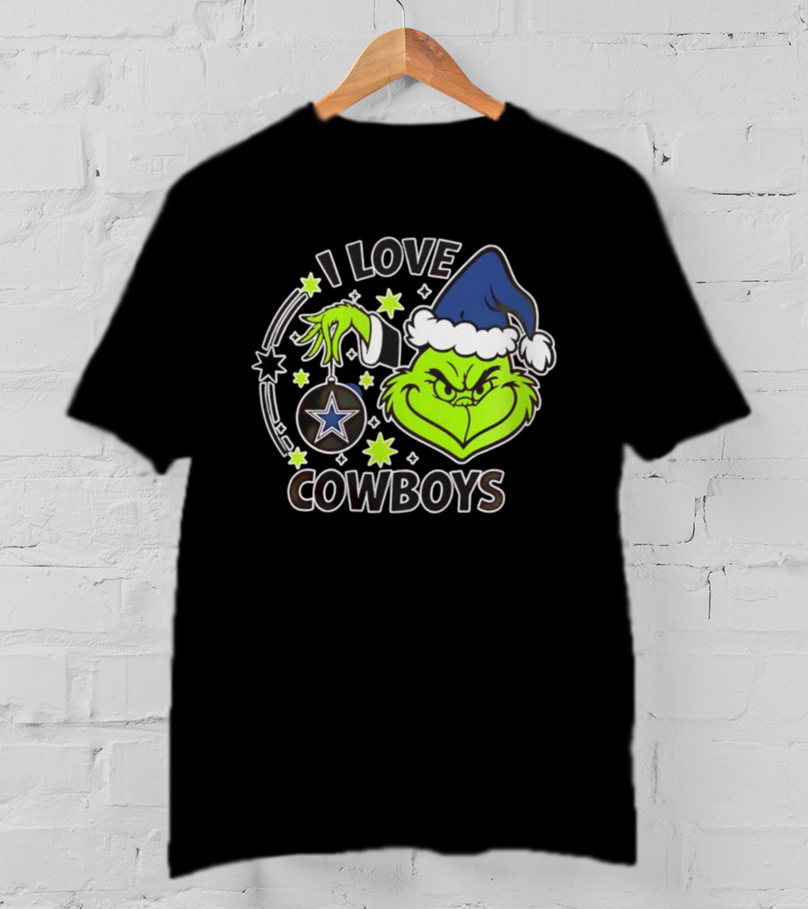 I Love Cowboys Grinch Christmas Dallas Star Ornament T-Shirt