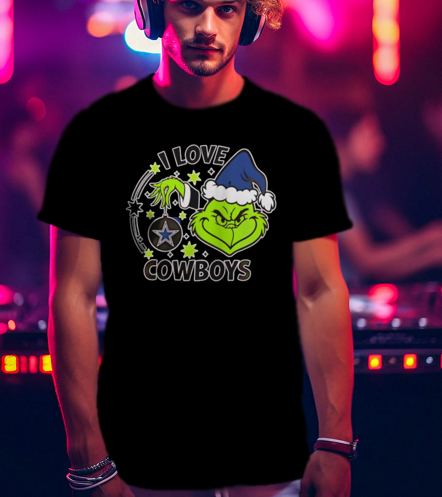 I Love Cowboys Grinch Christmas Dallas Star Ornament T-Shirt