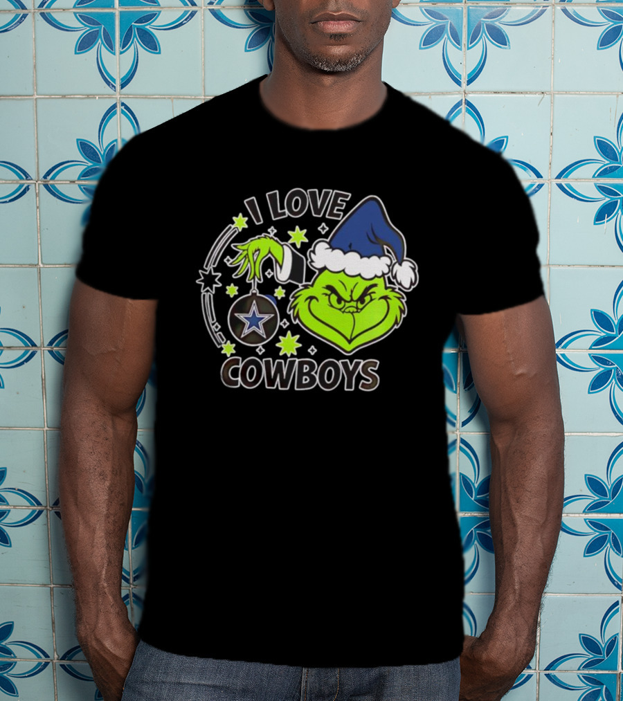 I Love Cowboys Grinch Christmas Dallas Star Ornament T-Shirt