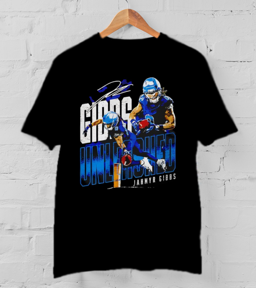 Jahmyr Gibbs Detroit Lions Unleashed Signature Athletics T-Shirt
