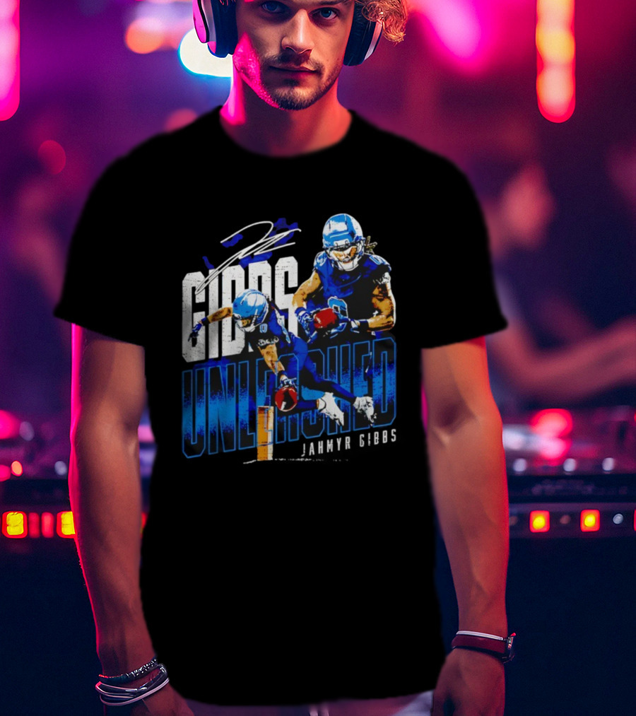 Jahmyr Gibbs Detroit Lions Unleashed Signature Athletics T-Shirt