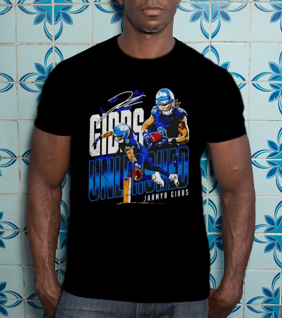 Jahmyr Gibbs Detroit Lions Unleashed Signature Athletics T-Shirt