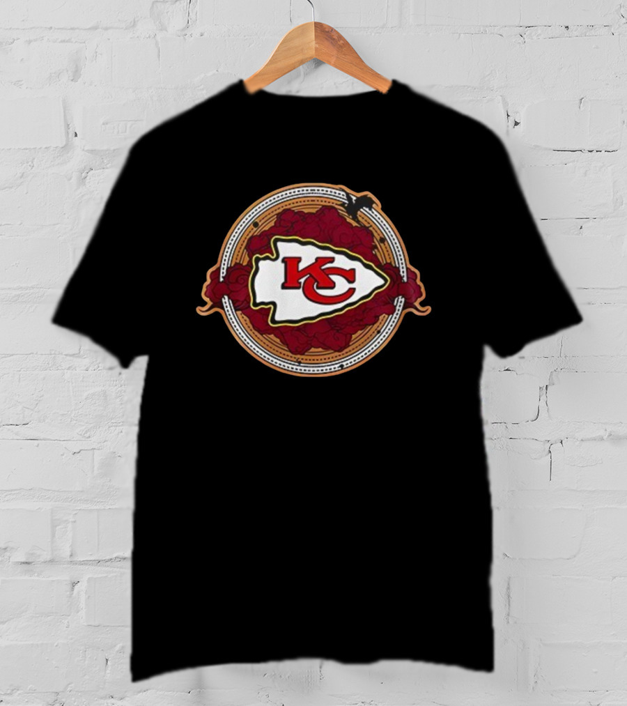 Kansas City Chiefs Arrowhead Emblem With Dragon And Rose Wings T-Shirt