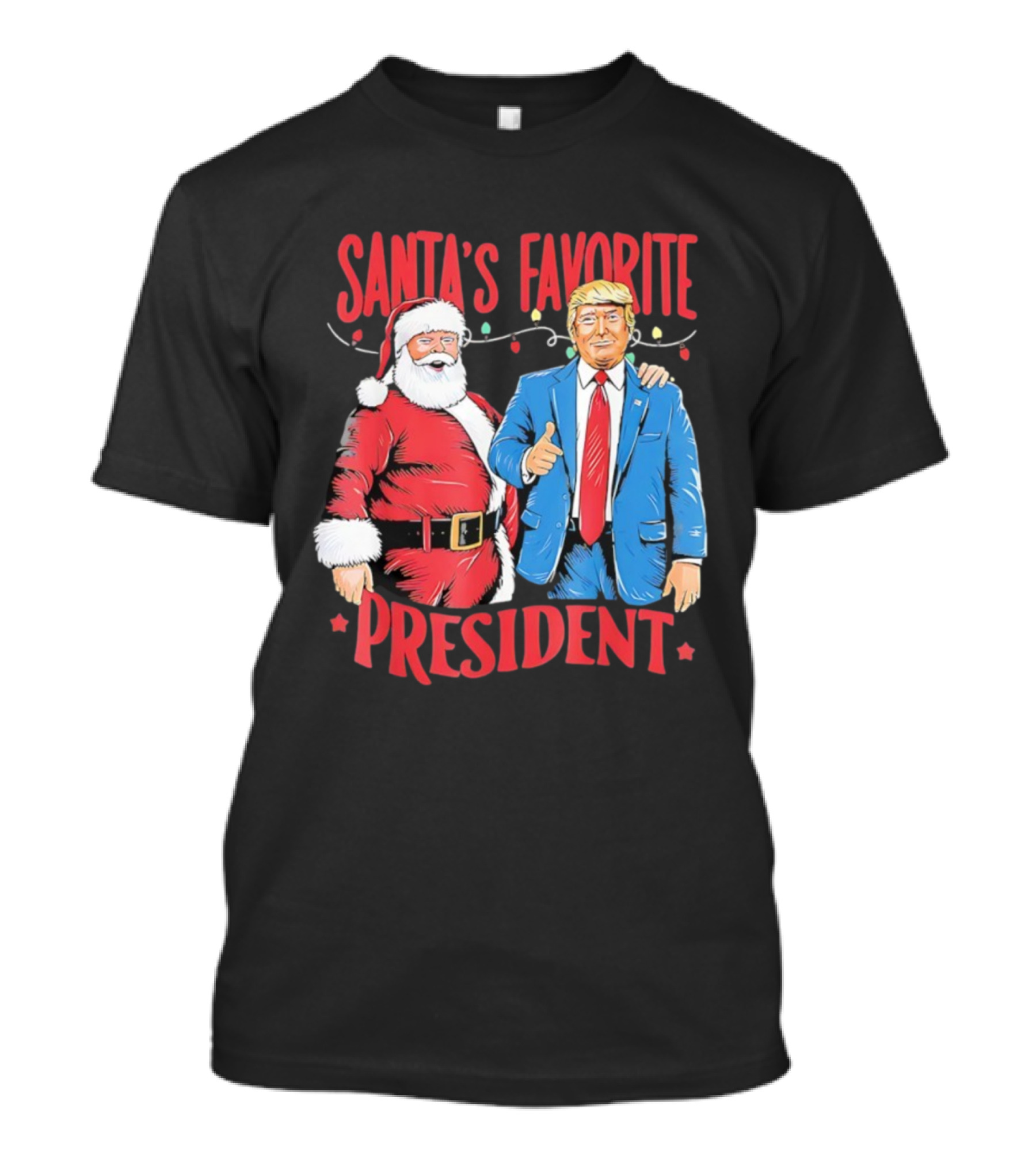 Santa's Favorite President Christmas Light Santa Trump T-Shirt