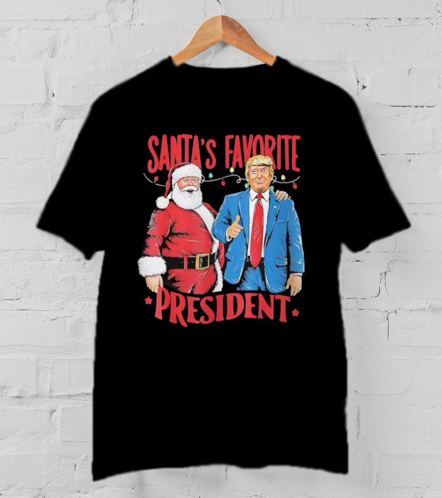 Santa's Favorite President Christmas Light Santa Trump T-Shirt