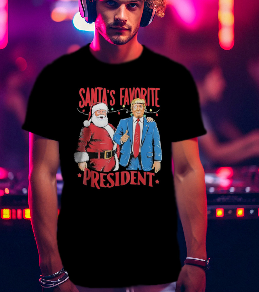 Santa's Favorite President Christmas Light Santa Trump T-Shirt