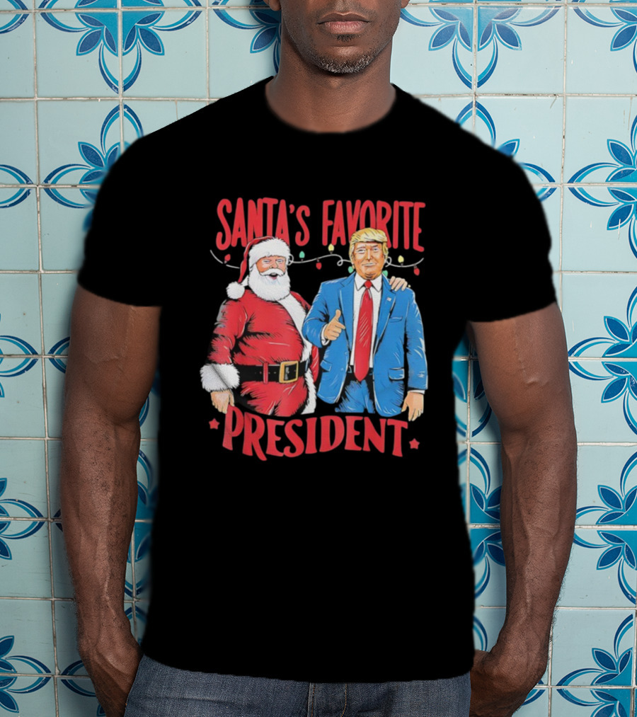 Santa's Favorite President Christmas Light Santa Trump T-Shirt