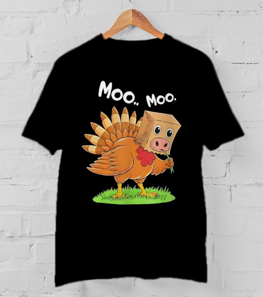 Turkey Cow Moo Moo Thanksgiving Funny T-Shirt