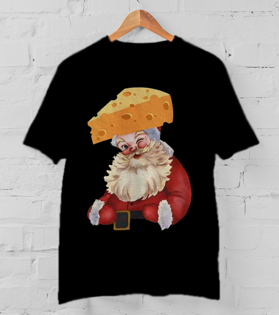 Santa Cheese Head Winking Green Bay Packers Christmas T-Shirt