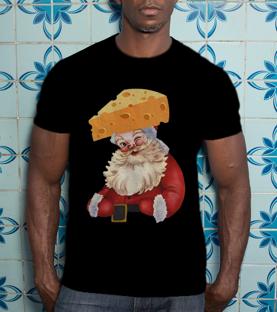 Santa Cheese Head Winking Green Bay Packers Christmas T-Shirt