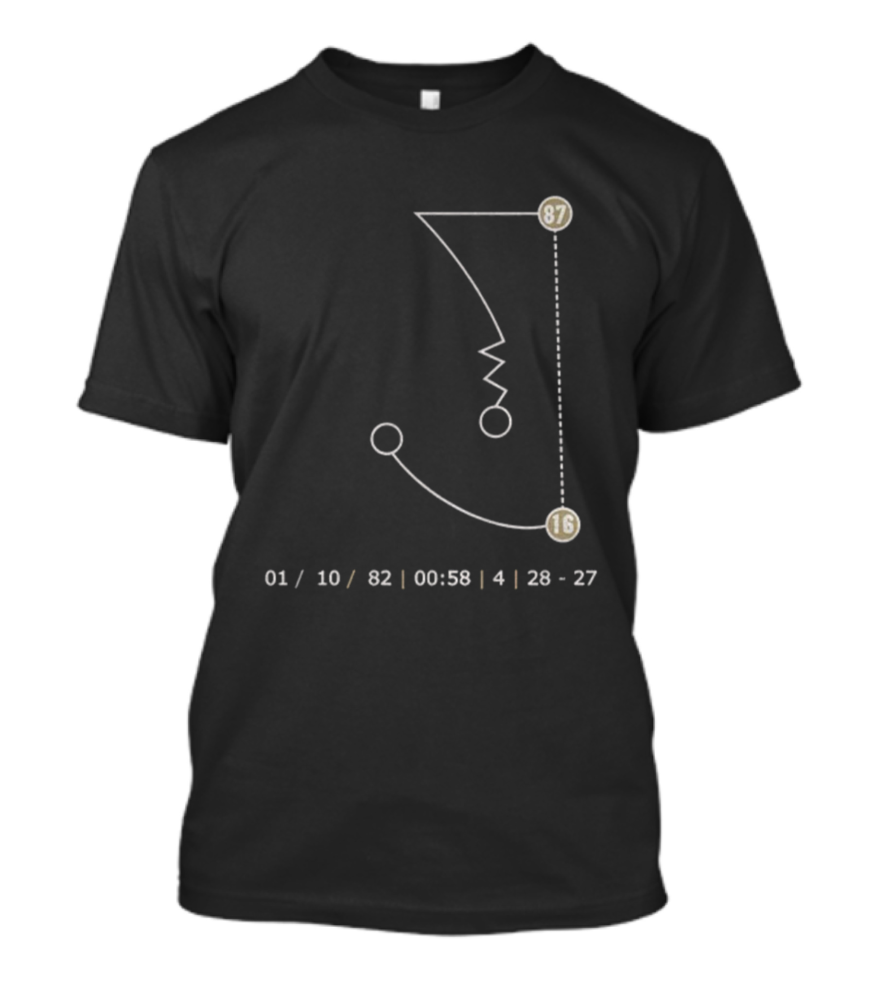 Joe Montana Dwight Clark SF 49ers The Catch 01 10 82 28 27 T-Shirt
