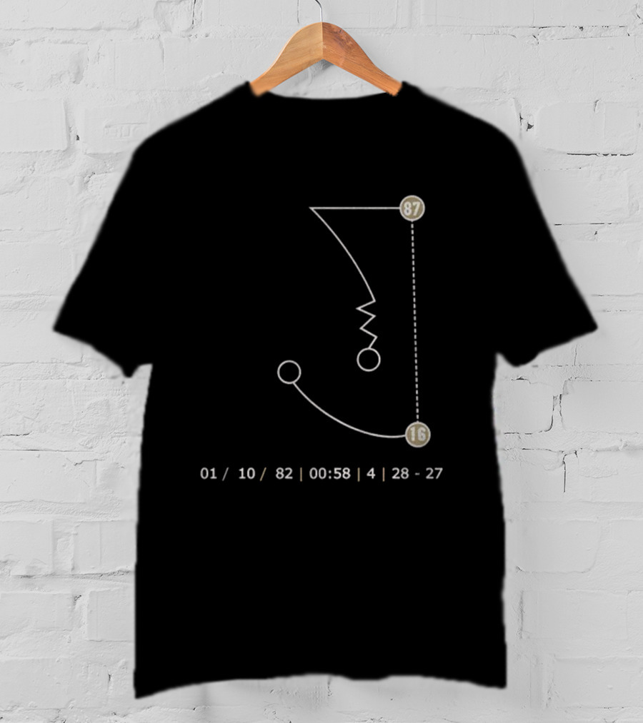 Joe Montana Dwight Clark SF 49ers The Catch 01 10 82 28 27 T-Shirt