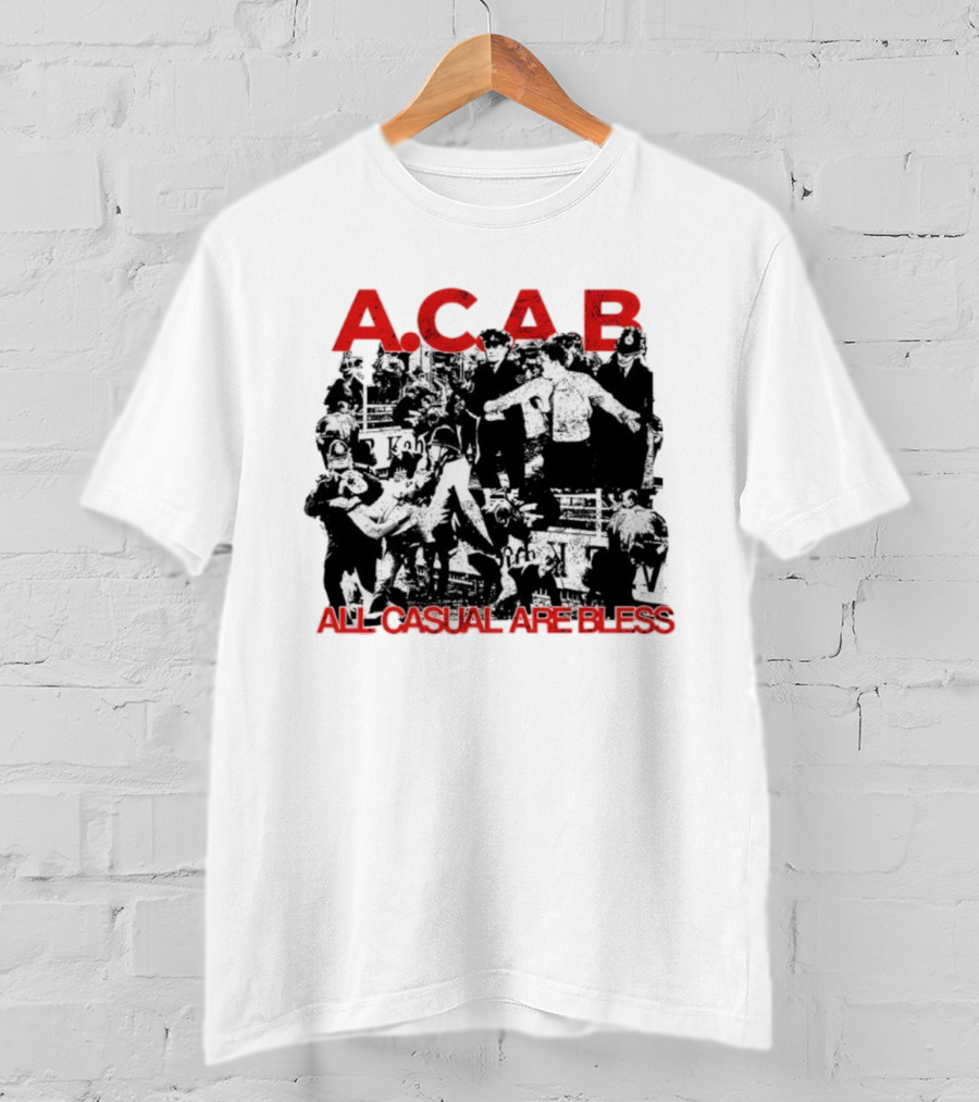 A.C.A.B All Casual Are Bless Red Text Black And White Scene T-Shirt
