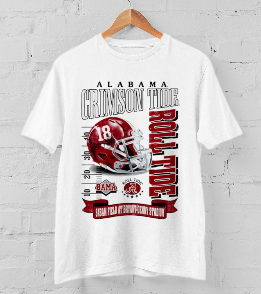 Alabama Crimson Tide Bama Roll Tide Helmet Saban Field At Bryant Denny Stadium T-Shirt