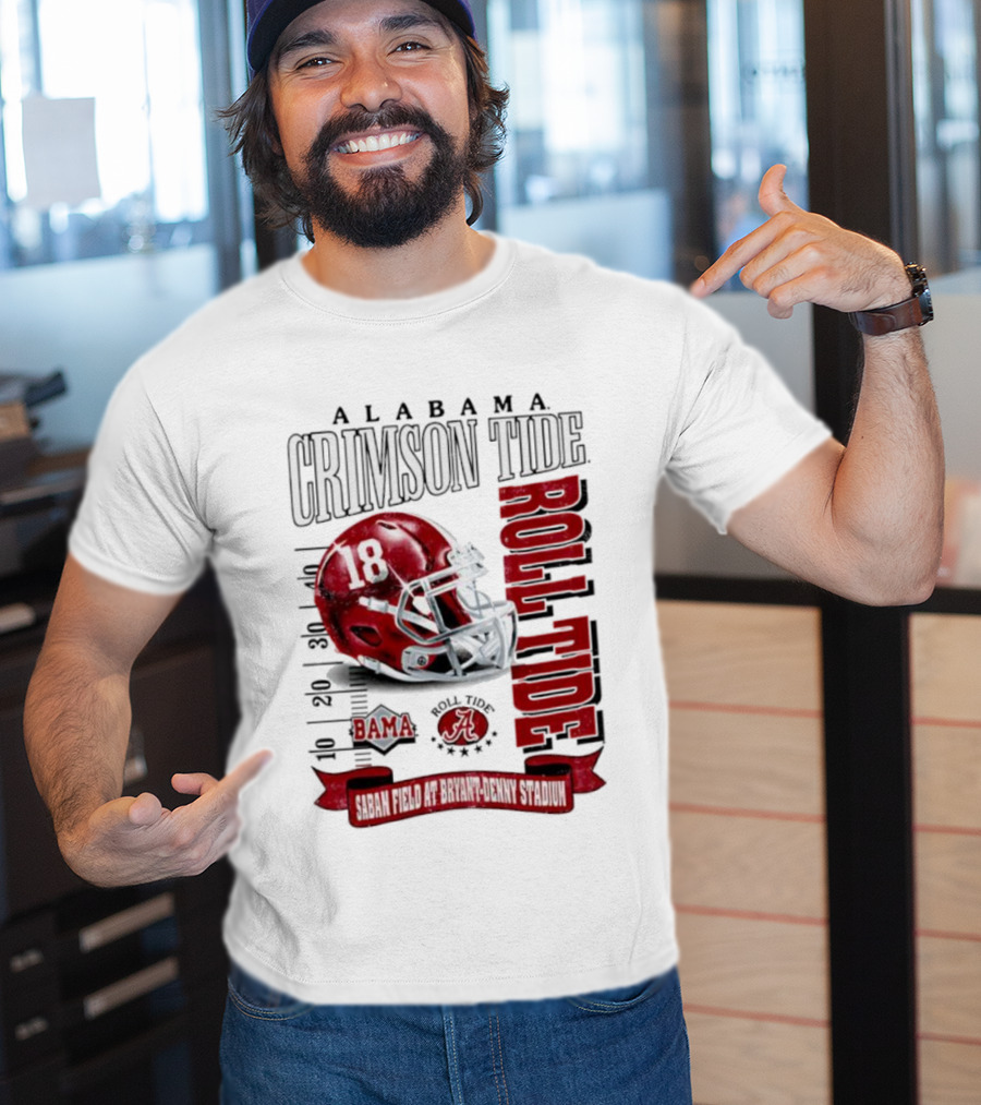 Alabama Crimson Tide Bama Roll Tide Helmet Saban Field At Bryant Denny Stadium T-Shirt