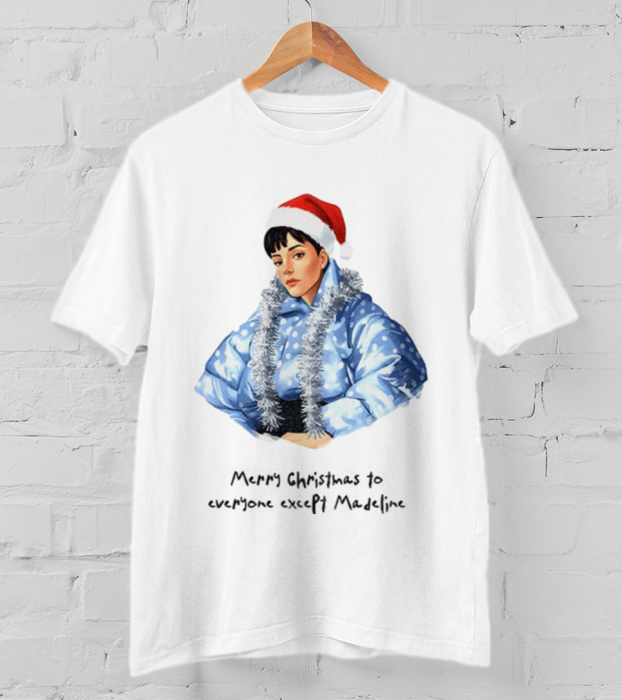 Lily Allen Cartoon Santa Hat Merry Christmas Snowflakes Madeline T-Shirt