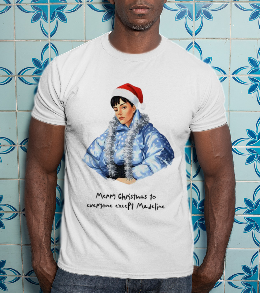 Lily Allen Cartoon Santa Hat Merry Christmas Snowflakes Madeline T-Shirt