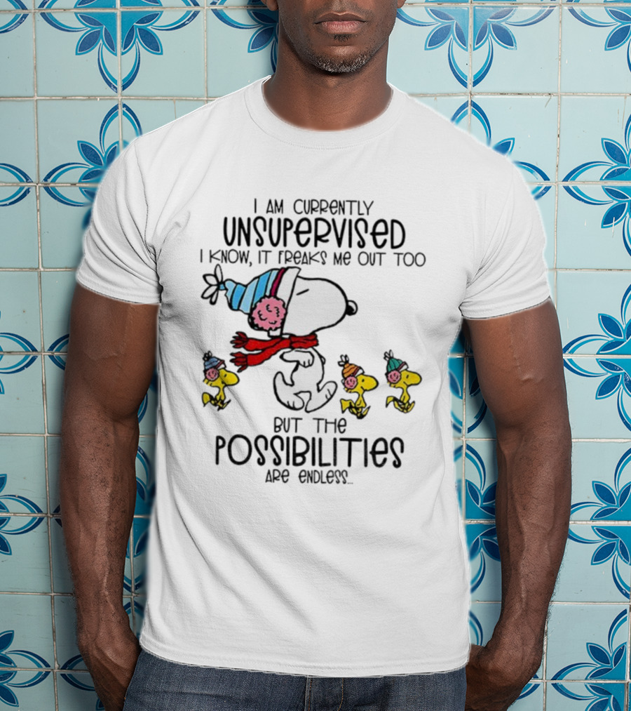 Snoopy And Woodstock Unsupervised Freaks Me Out Possibilities Are Endless T-Shirt
