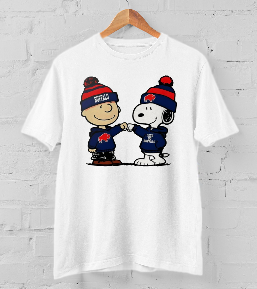 Snoopy Buffalo Bills Let's Go Holiday Football Fist Bump T-Shirt