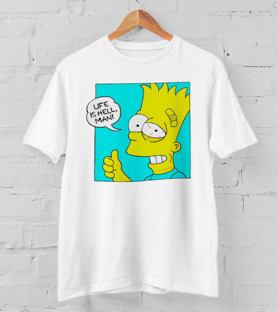 Bart Simpsons Life Is Hell Man Bandaged Head T-Shirt