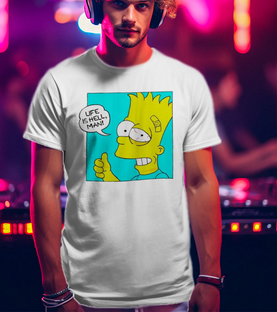 Bart Simpsons Life Is Hell Man Bandaged Head T-Shirt