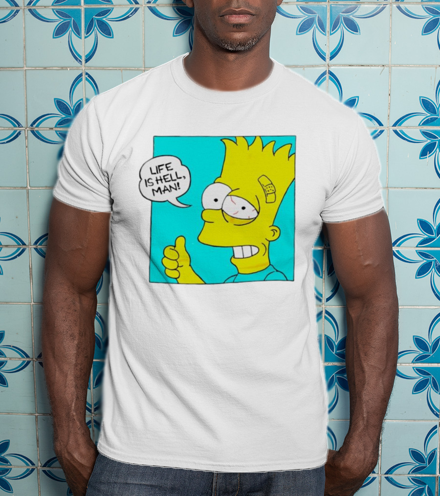 Bart Simpsons Life Is Hell Man Bandaged Head T-Shirt