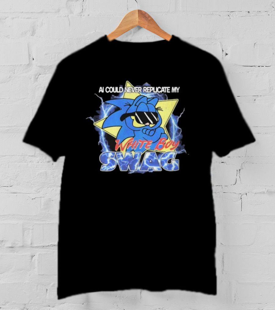 AI Would Never Replicate My White Boy Swag Blue Cartoon Star Parody T-Shirt