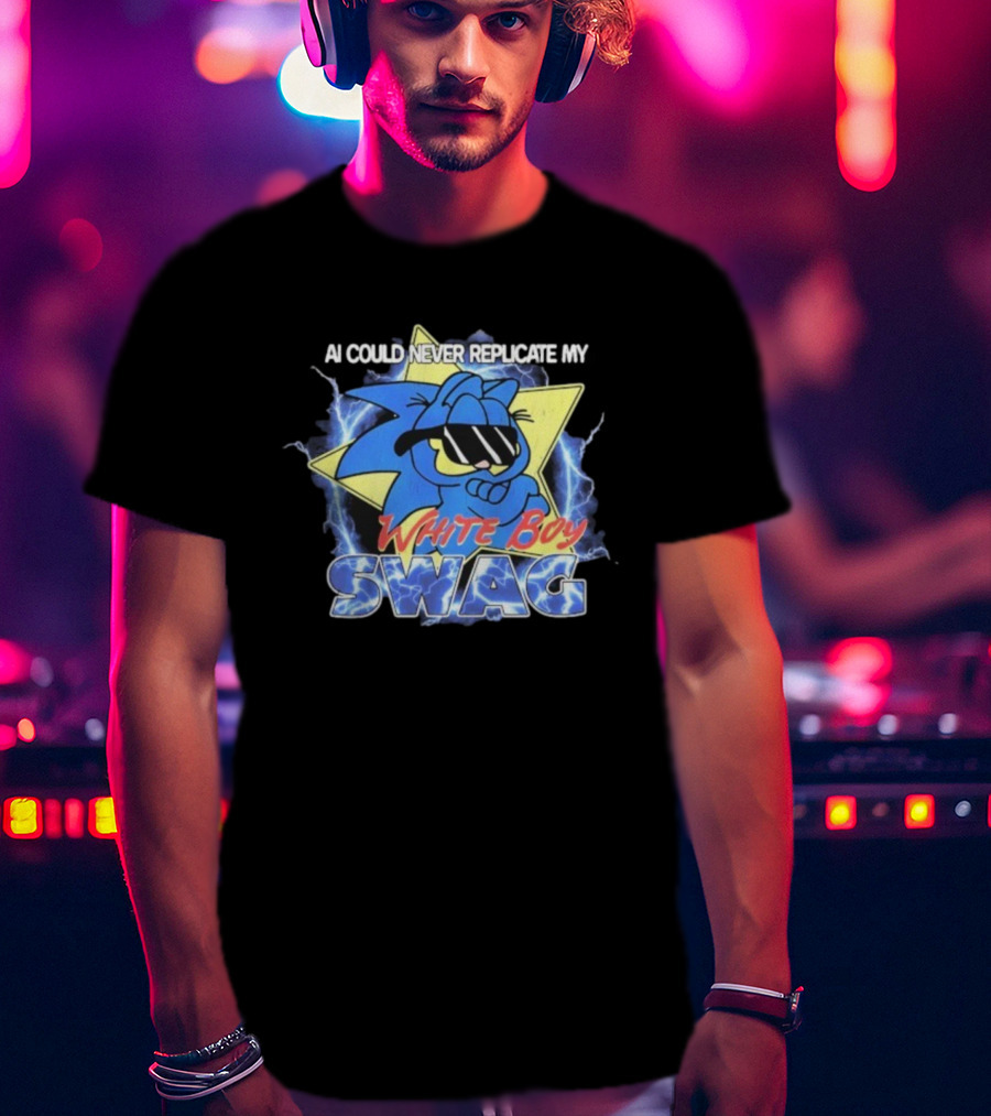 AI Would Never Replicate My White Boy Swag Blue Cartoon Star Parody T-Shirt