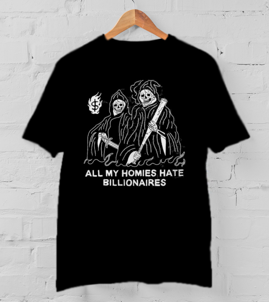 All My Homies Hate Billionaires Grim Reaper Rowing Boat Heavyslime T-Shirt