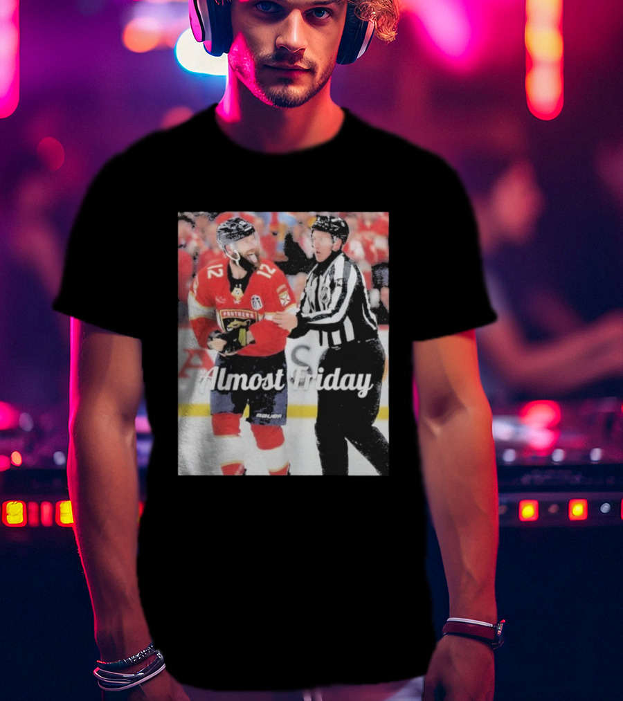 Almost Friday Florida Panthers Tongue Out Hockey Moment T-Shirt