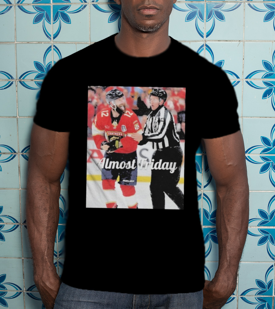 Almost Friday Florida Panthers Tongue Out Hockey Moment T-Shirt