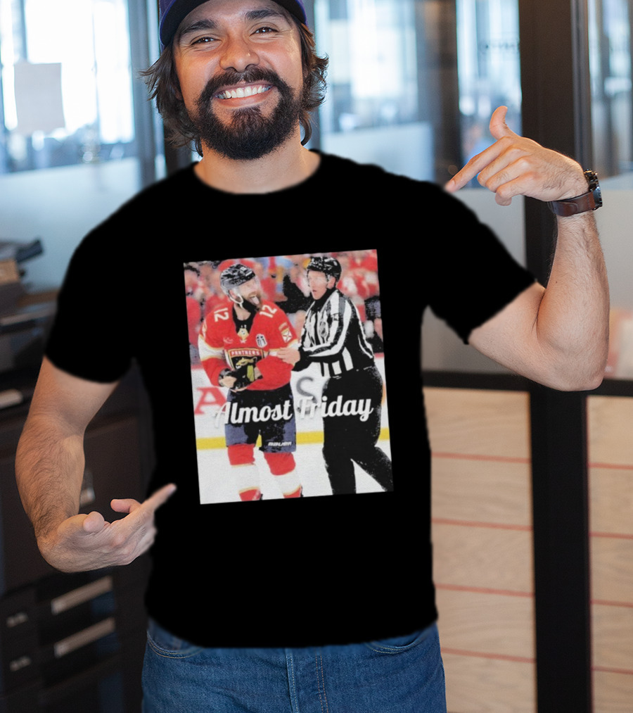 Almost Friday Florida Panthers Tongue Out Hockey Moment T-Shirt