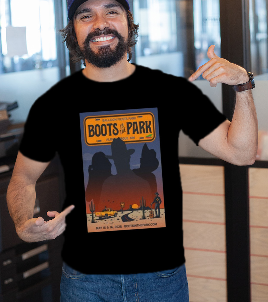 Boots In The Park Albuquerque NM Balloon Fiesta Park May 15-16 2026 Route 66 Concert Event T-Shirt
