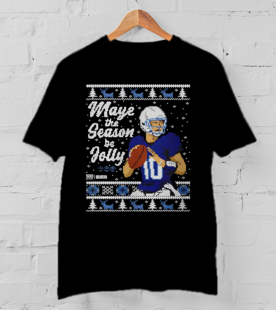 Drake Maye Quarterback Retro Christmas New England Festive T-Shirt