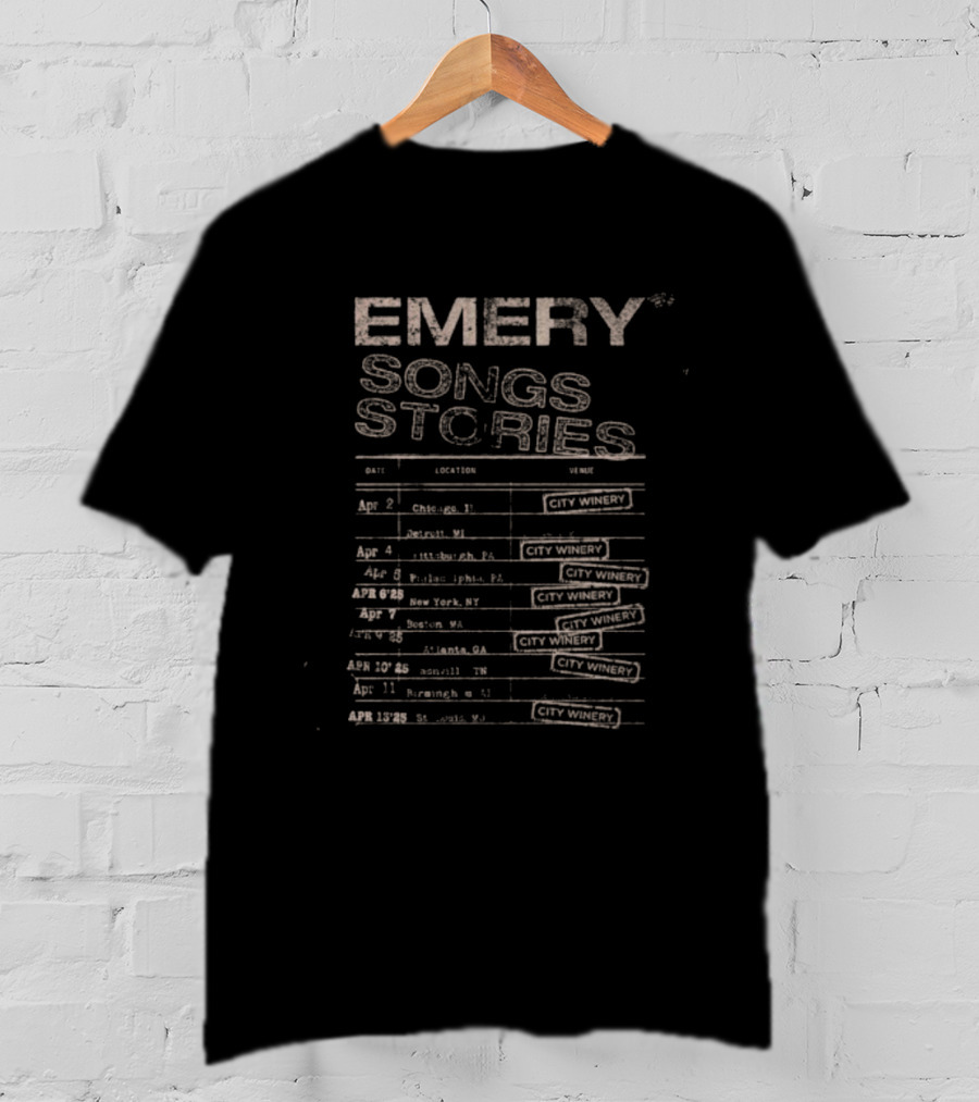 Emery Songs Stories Tour 2025 Seattle Dallas Portland Salt Lake City Toronto T-Shirt