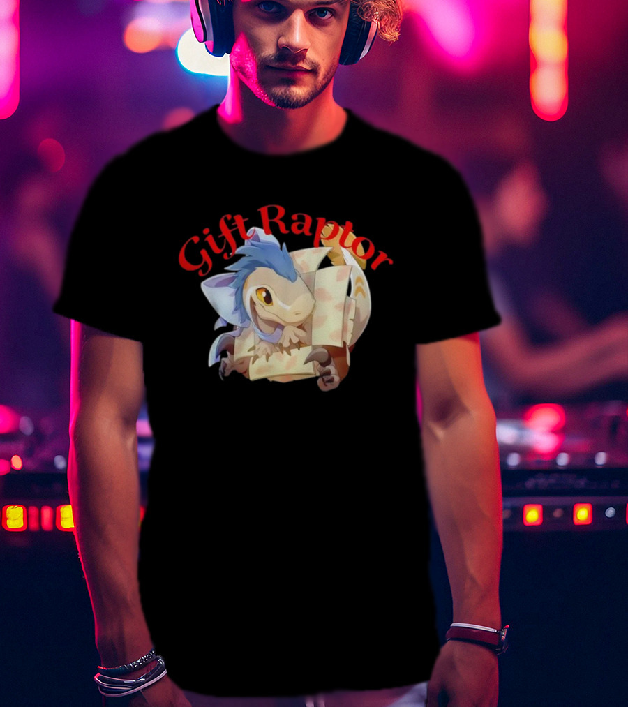 Gift Raptor Character Dinosaur Wrapped In Box T-Shirt