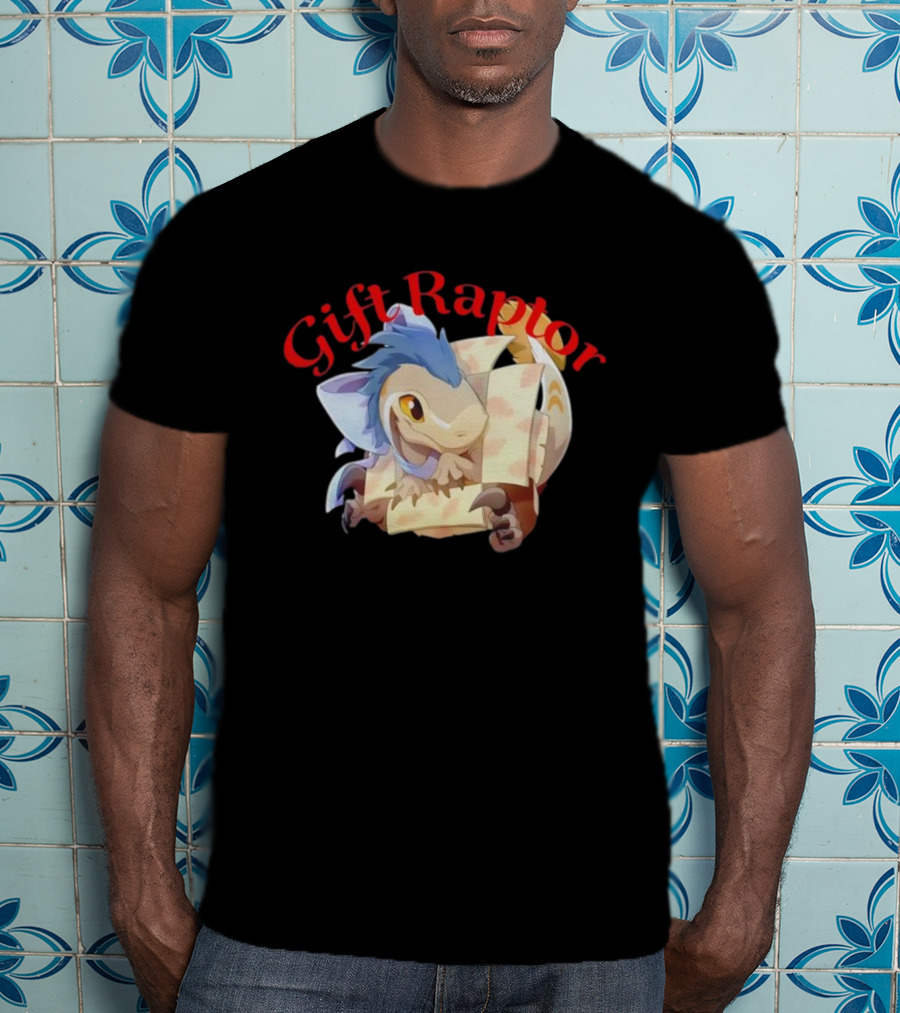Gift Raptor Character Dinosaur Wrapped In Box T-Shirt